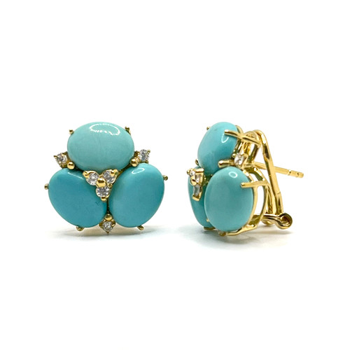 Triple Oval Turquoise Vermeil Earrings