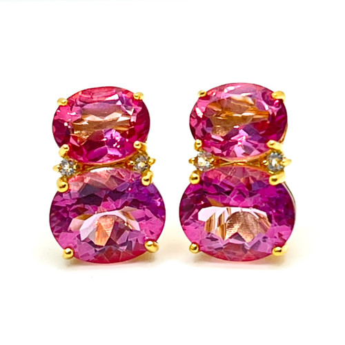 Double Oval Lab Pink Sapphire Earrings