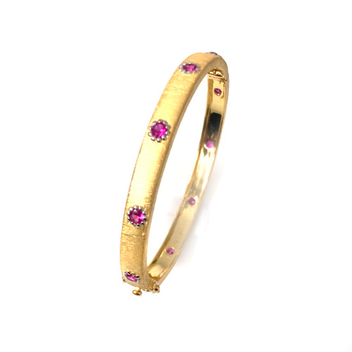 Skinny Engraved Lab-created Ruby Vermeil Bangle