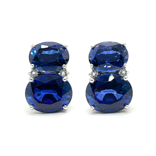 Double Oval Lab Sapphire Earrings