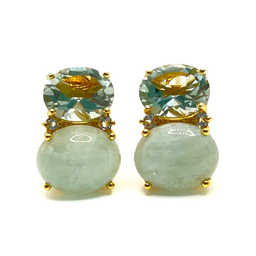 Double Oval Prasiolite & Green Beryl Earrings