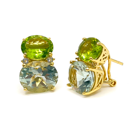 Double Oval Peridot & Prasiolite Earrings