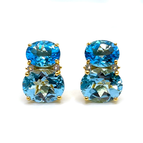 Double Oval Swiss Blue Topaz & Sky Blue Topaz Earrings