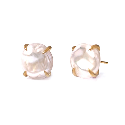 Cultured Baroque Pearl Stud Vermeil Earrings