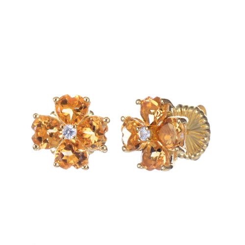 Citrine Flower Stud Earrings