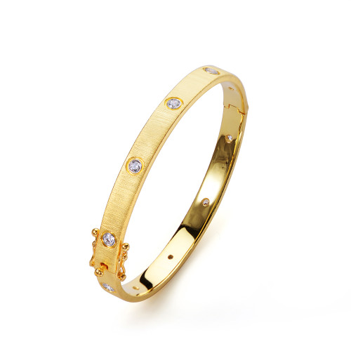 Skinny Bazel-set Engrave Vermeil Bangle