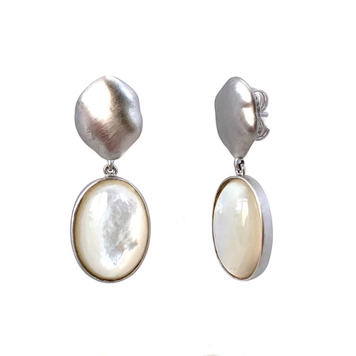 Oval Mother of Pearl Drop Earrings