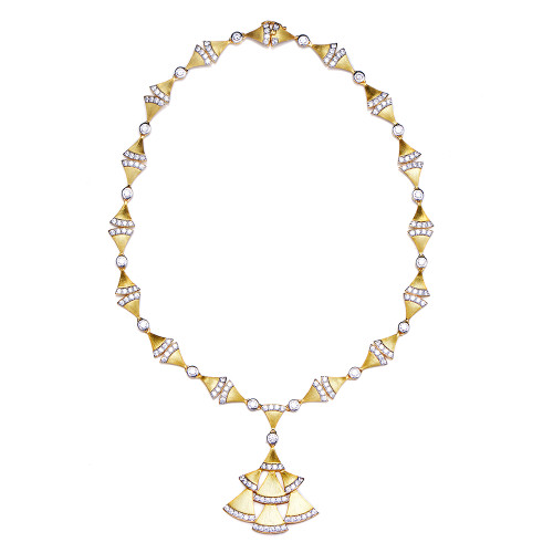 Fan-shape Chandelier Pendant Necklace