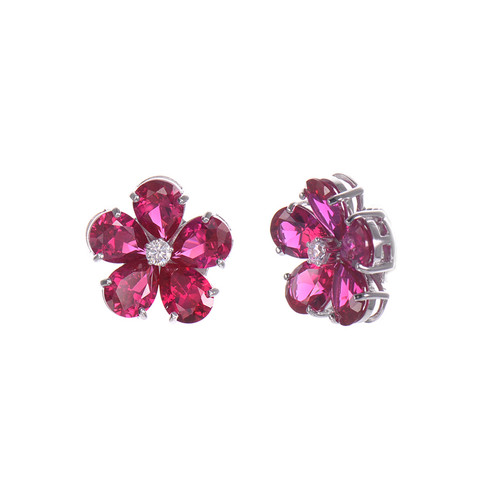 Flower Lab Ruby Clip-on Earrings