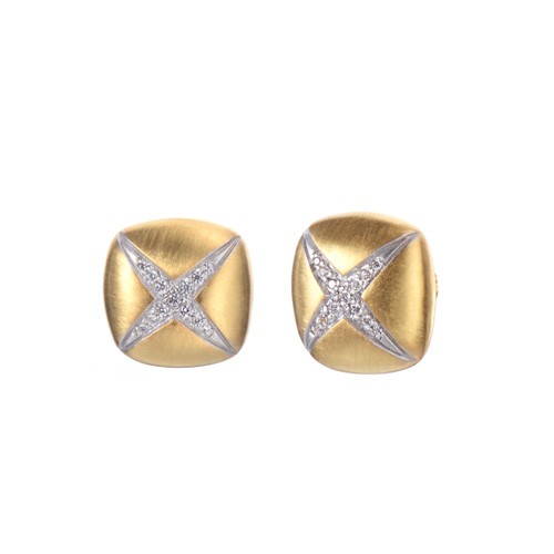 X-pattern Square Stud Vermeil Earrings