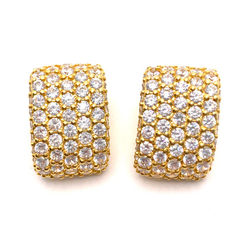 C-shape Pave Half Hoop Vermeil Clip Earrings