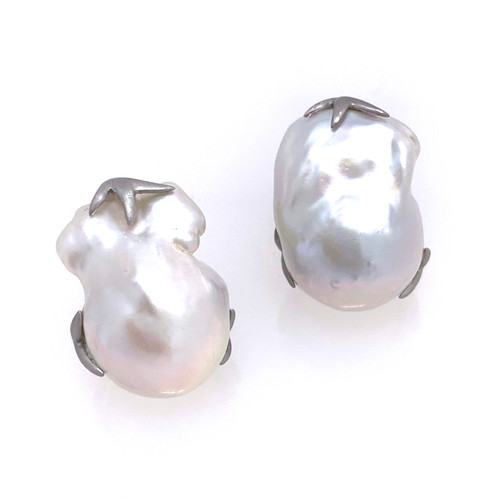 16mm Cultured Baroque Pearl Button Earrings