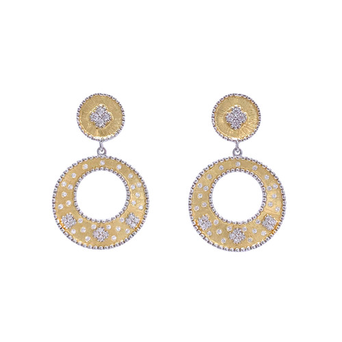 Small Clover-pattern Open Circle Vermeil Drop Earrings