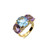 Triple Oval Blue Topaz and Amethyst Ring