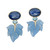 Oval Cabochon Kyanite and Carved Blue Quartzite Leaf Drop Earrings
