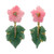 Carved Pink Quartzite Flower and Aventurine Leaf Drop Earrings