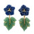 Carved Dumortierite Flower and Aventurine Leaf Drop Earrings