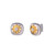 Engraved Flower Square Two-tone Stud Earrings