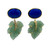 Oval Lapis Lazuli and Carved Green Aventurine Leaf Drop Earrings