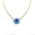 Carved Blue Quartzite Flower with Lab Sapphire Pendant Necklace