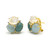 Triple Oval Rainbow Moonstone Aquamarine Beryl Vermeil Earrings