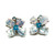 4 Petal Grey Keishi Pearl with Swiss Blue Topaz Flower Earrings
