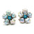 5 Petal Grey Keishi Pearl and Blue Topaz Flower Earrings