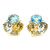 Triple Oval Blue Topaz, Citrine, Green Amethyst Vermeil Earrings