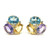 Triple Oval Amethyst, Blue Topaz, Citrine Vermeil Earrings