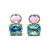 Oval Amethyst & Cushion Blue Topaz Button Earrings