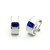 White Enamel Emerald-cut Sapphire Half Hoop Earrings
