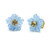 Small Carved Blue Quartzite Flower with Cushion Prasioltie Stud Earrings