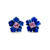 Small Carved Dumortierite Flower with Cushion Amethyst Stud Earrings