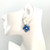 Medium Double Carved  Mother of Pearl and Dumortierite Flower Drop Earrings