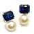 Octagon Lab Sapphire and Cultured Pearl Earrings