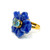 Carved Dumortierite Flower and Oval Blue Topaz Ring