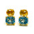 Oval Citrine & Cushion Blue Topaz Button Earrings