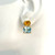 Oval Citrine & Cushion Blue Topaz Button Earrings