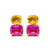 Oval Citrine & Cushion Lab Pink Sapphire Button Earrings
