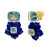 Cushion-cut Blue Topaz with Carved Lapis Lazuli Flower Drop Earrings