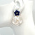 Double Carved Lapis Lazuli & Mother of Pearl Flower Drop Earrings