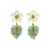 Small Carved Serpentine Flower and Aventurine Leaf Drop Earrings