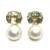 Oval Prasiolite and Cultured Pearl Earrings
