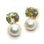 Oval Prasiolite and Cultured Pearl Earrings