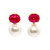 Oval Lab Pink Sapphire and Cultured Pearl Drop Earrings