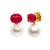 Oval Lab Pink Sapphire and Cultured Pearl Drop Earrings