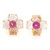 4 Petal Morganite with Pink Sapphire Center Flower Earrings
