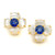 Large 4 Petal Mother of Pearl with Blue Sapphire Flower Earrings
