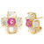 Large 4 Petal Mother of Pearl with Pink Sapphire Flower Earrings