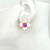 Large 4 Petal Mother of Pearl with Pink Sapphire Flower Earrings